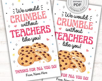 Sin maestros como tú, nos derrumbaríamos. Etiquetas de regalo y etiquetas de agradecimiento para galletas (Descarga PDF)