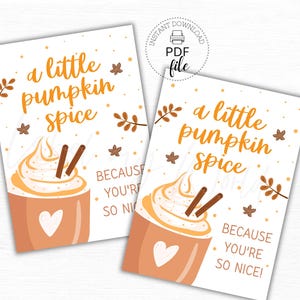 Etiqueta imprimible "Un toque de calabaza especiada porque eres tan amable", ideal para regalos de otoño (2,5 x 3,5 pulgadas), para empleados y trabajo (PDF + JPG).