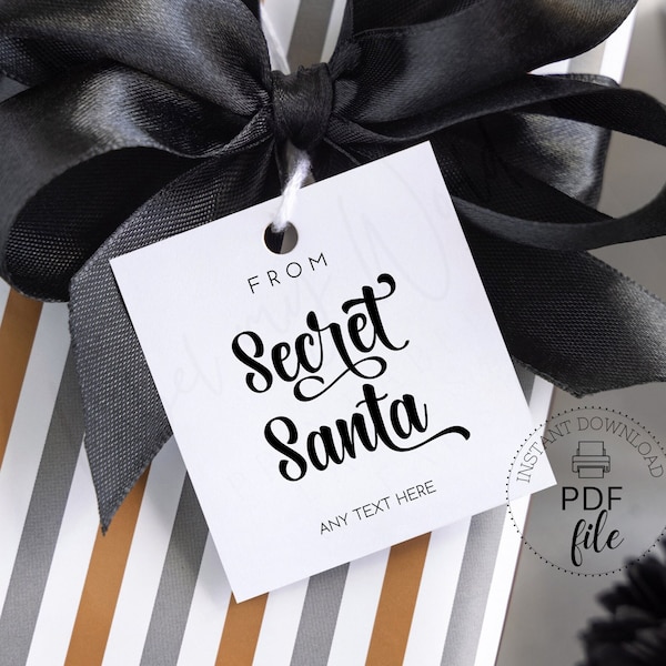 From Secret Santa Gift Tag | Printable Christmas Party Tag | Customized Merry Christmas Gift Tag | Instant Download PDF File