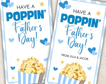 Popcorn Father's Day Gift Tag, Have a Popping Father's Day Treat Tags, Printable PDF