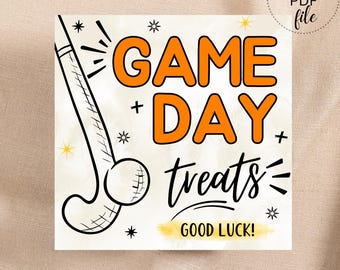 Field Hockey Team Orange Game Day Good Luck Treat Tag (PDF + JPG Download)