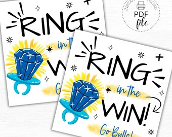 Ring in the Win Treat Tag, Game Day Good Luck Gift Tags (PDF Download)