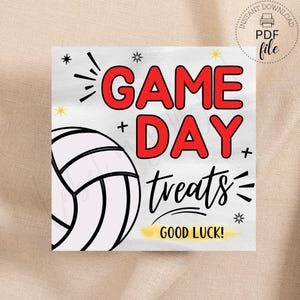 Volleyball Team Red Game Day Good Luck Treat Tag (PDF + JPG Download)