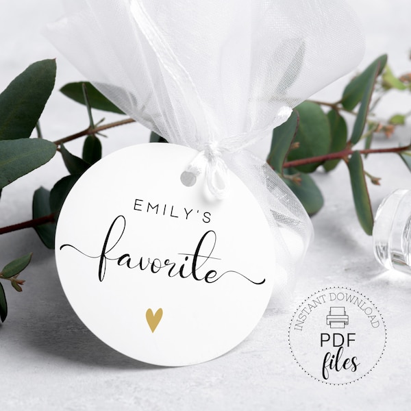 Custom Bride/Groom Name Favorite 2" & 3" Stickers | Wedding Favor Labels | Hotel Bag Round Tag | Personalized His/Her Favorite Treat Sticker