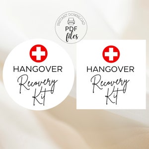Hangover Patch Aufkleber | Junggesellinnenabschied/Wochenende Runde & quadratische Etiketten und Anhänger | Brautparty Etikett zum Ausdrucken | Sofort Download