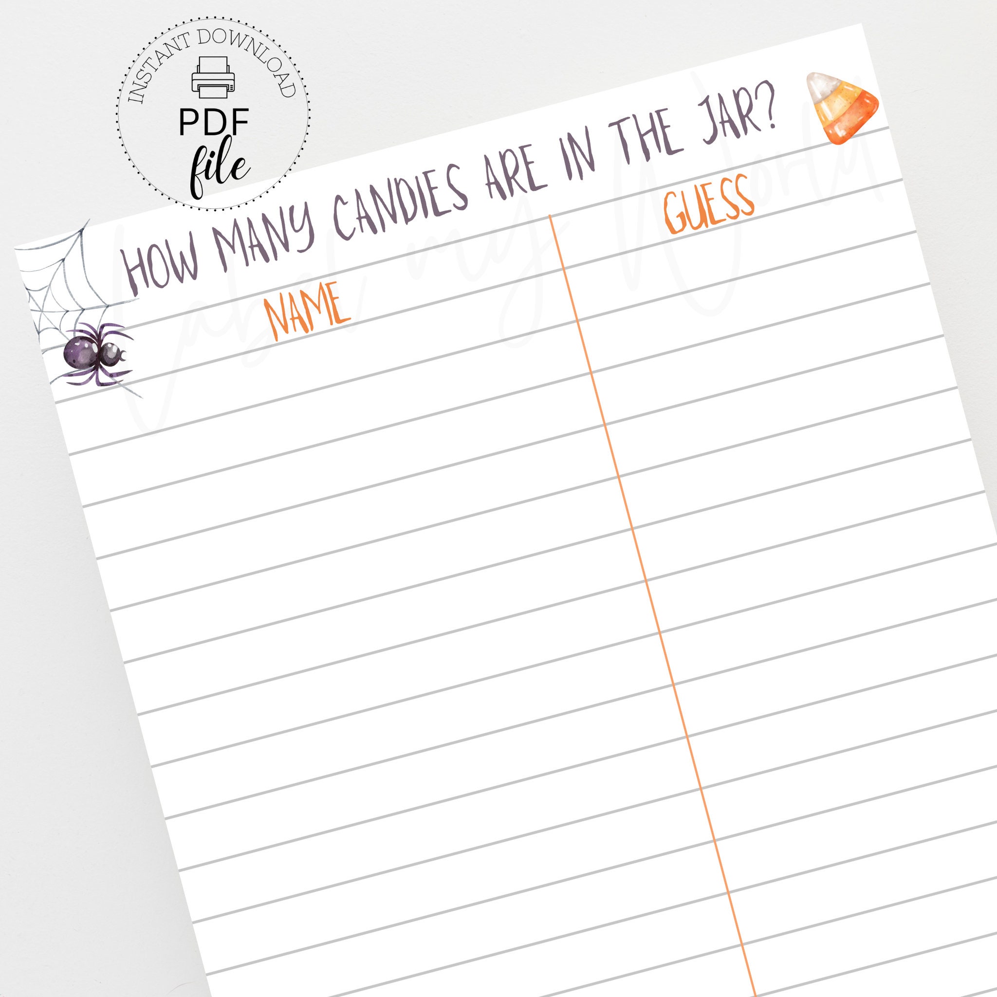 Printable Guess How Many Candies Are in the Jar Sign + Sheet, Halloween ...