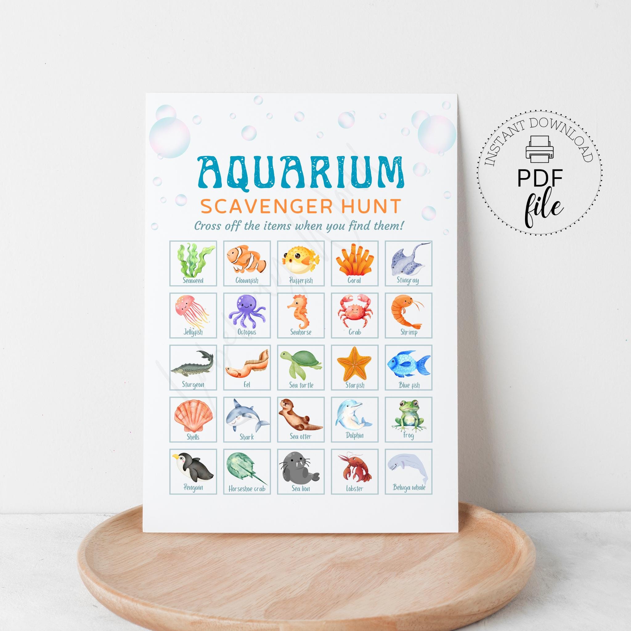 Printable Aquarium Scavenger Hunt, Aquarium Field Trip Treasure Hunt ...