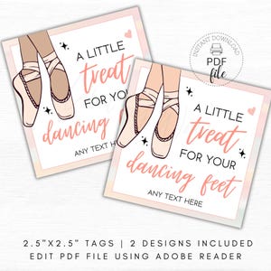 Étiquette cadeau imprimable danseuse de ballet, étiquette cadeau personnalisée Une petite gâterie pour vos pieds dansants, étiquette cadeau ballerine, téléchargement immédiat PDF