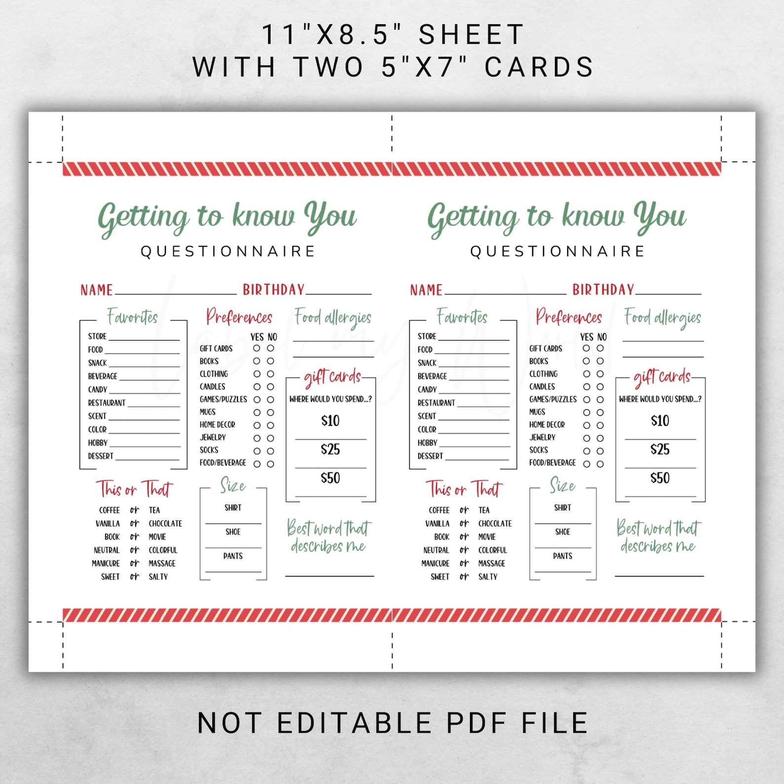 Employee Gift Questionnaire.pdf Printable Christmas Questionnaire, Coworker Gift Exchange Form, Getting ...