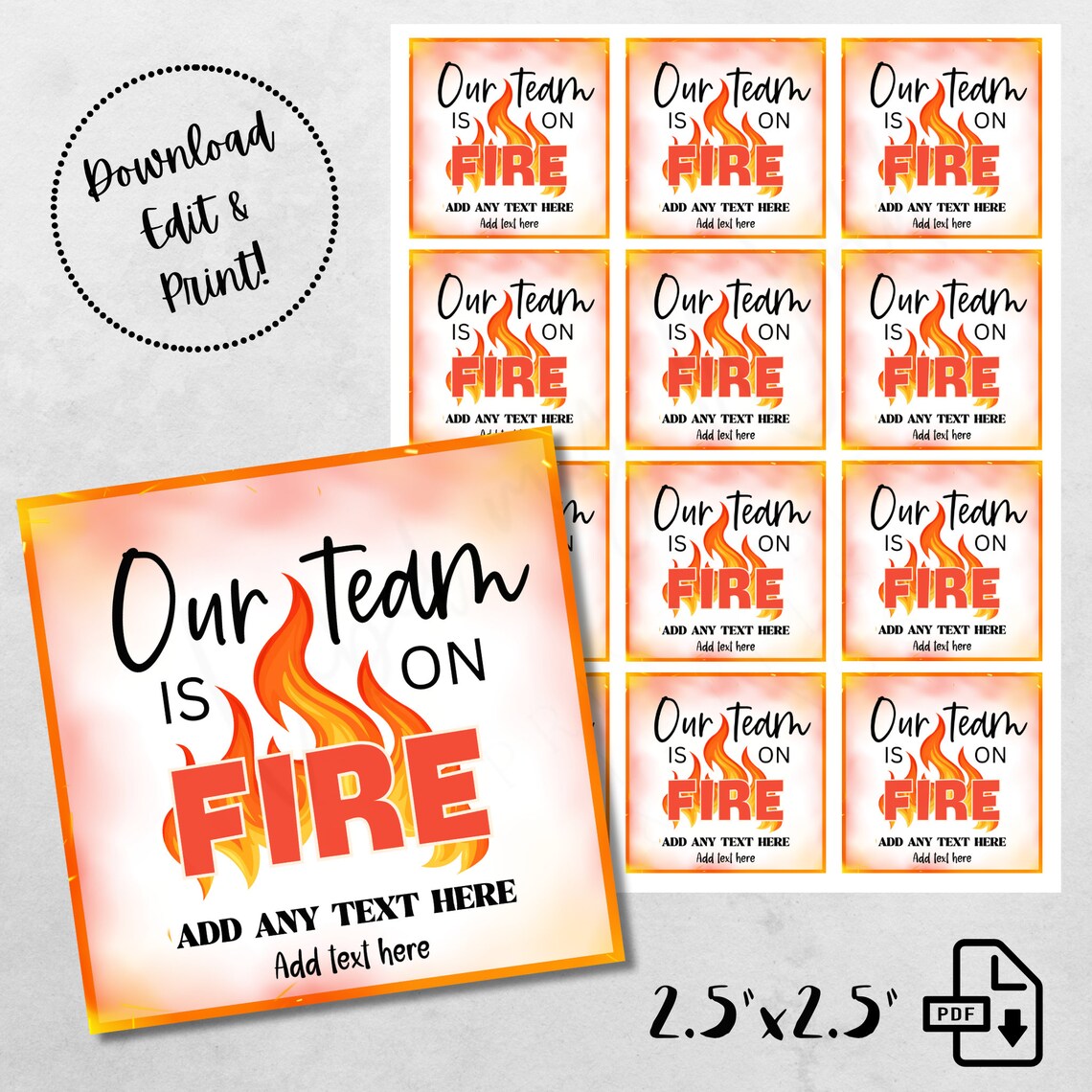Our Team is on Fire Tag, Hot Candy Spicy Snack Good Luck Game Day Treat ...