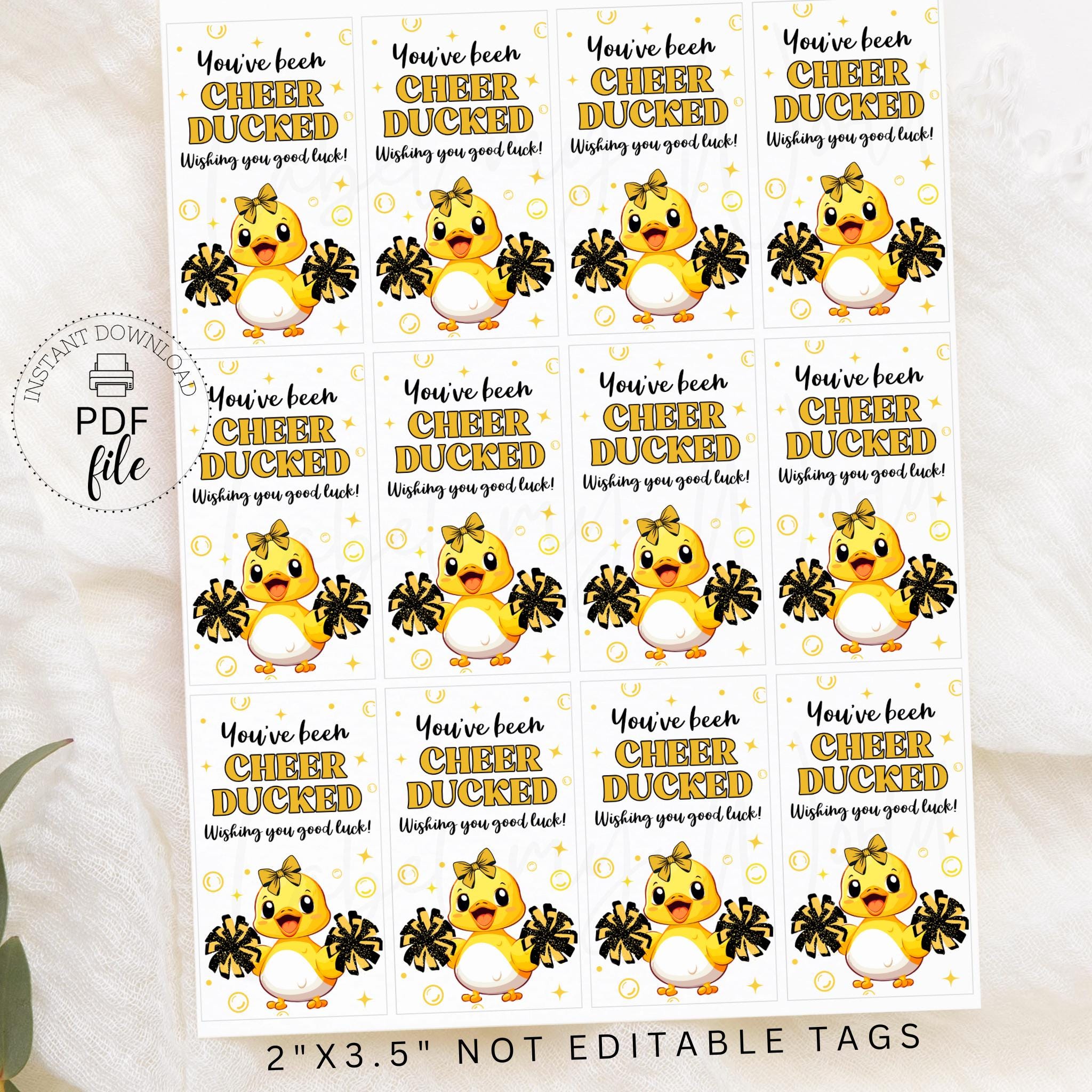 You’ve Been Cheer Ducked Cards - 50pk Good Luck Tags For Cheer Squads & Competitions