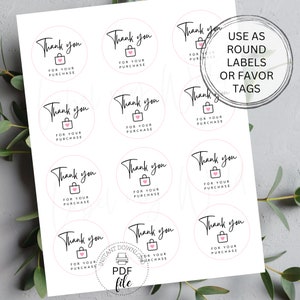 Thank You for Your Purchase Round Labels & Tags, Printable Small ...