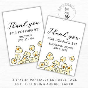 Druckbare Popcorn Gastgeschenk Anhänger, Geburtstag Abschluss Babyparty Realtor Leckerli Anhänger, danke fürs knallen von personalisiertem Geschenkanhänger PDF