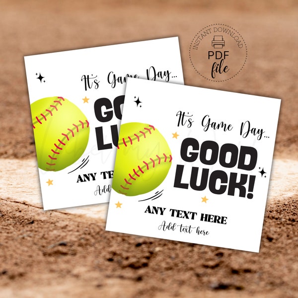 Softball Good Luck Printable Tags | Personalized Cheer Team Gift Tag | Softball Game Day Favor Tag, Team Treats/Gifts | Instant Download PDF