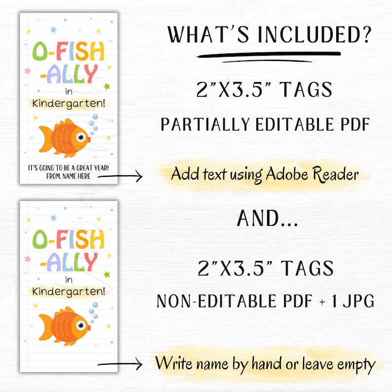 O-fish-ally in Kindergarten Printable Gift Tag, Back to School Goldfish ...