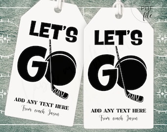 Hockey Team Let's Go Tags | Printable Hockey Good Luck Game Day Treats Tag | Personalized Hockey Snack/Goodie Bag Tag | Instant Download PDF