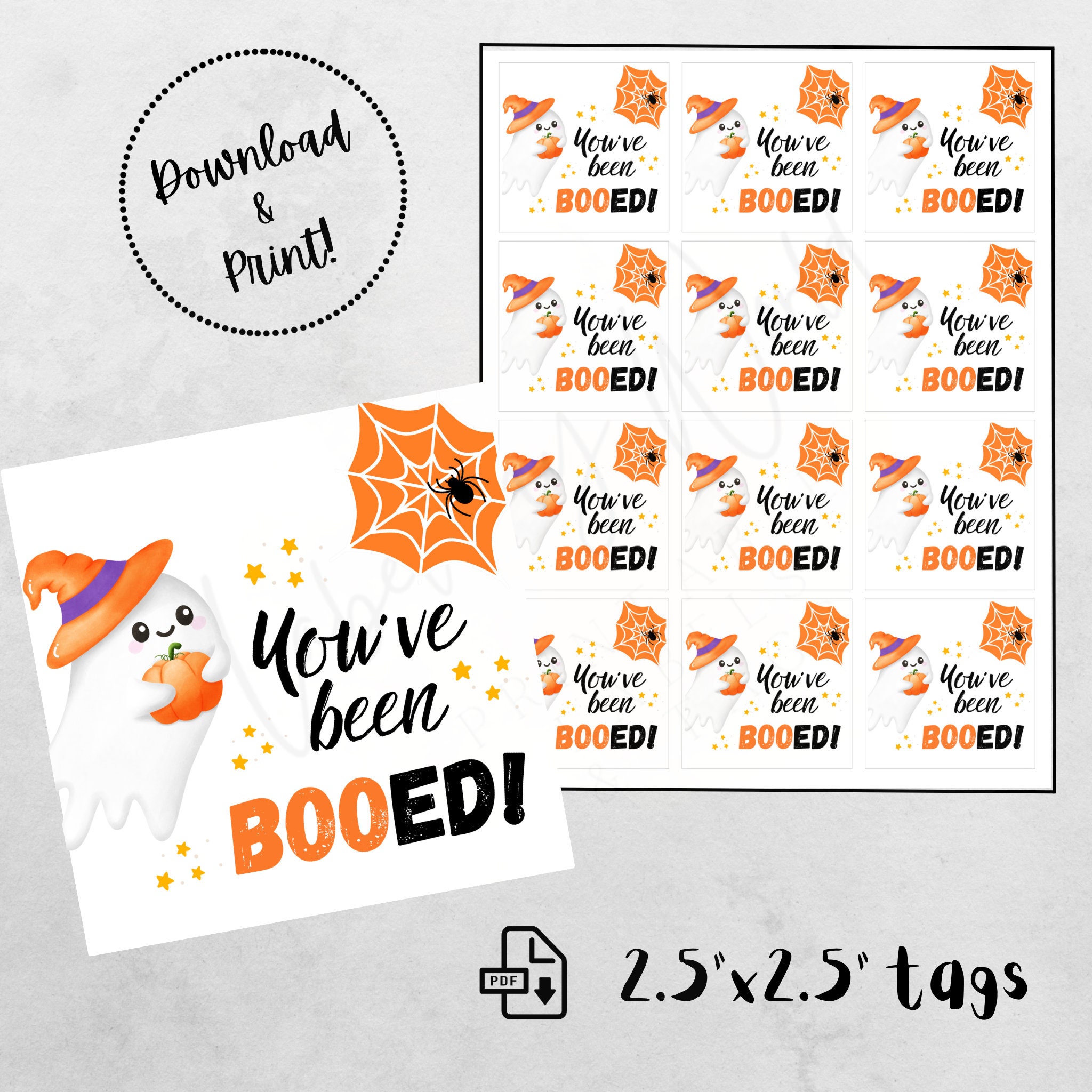 You've Been Booed! Gift Tags | Halloween Square Tags for Kids Treats ...