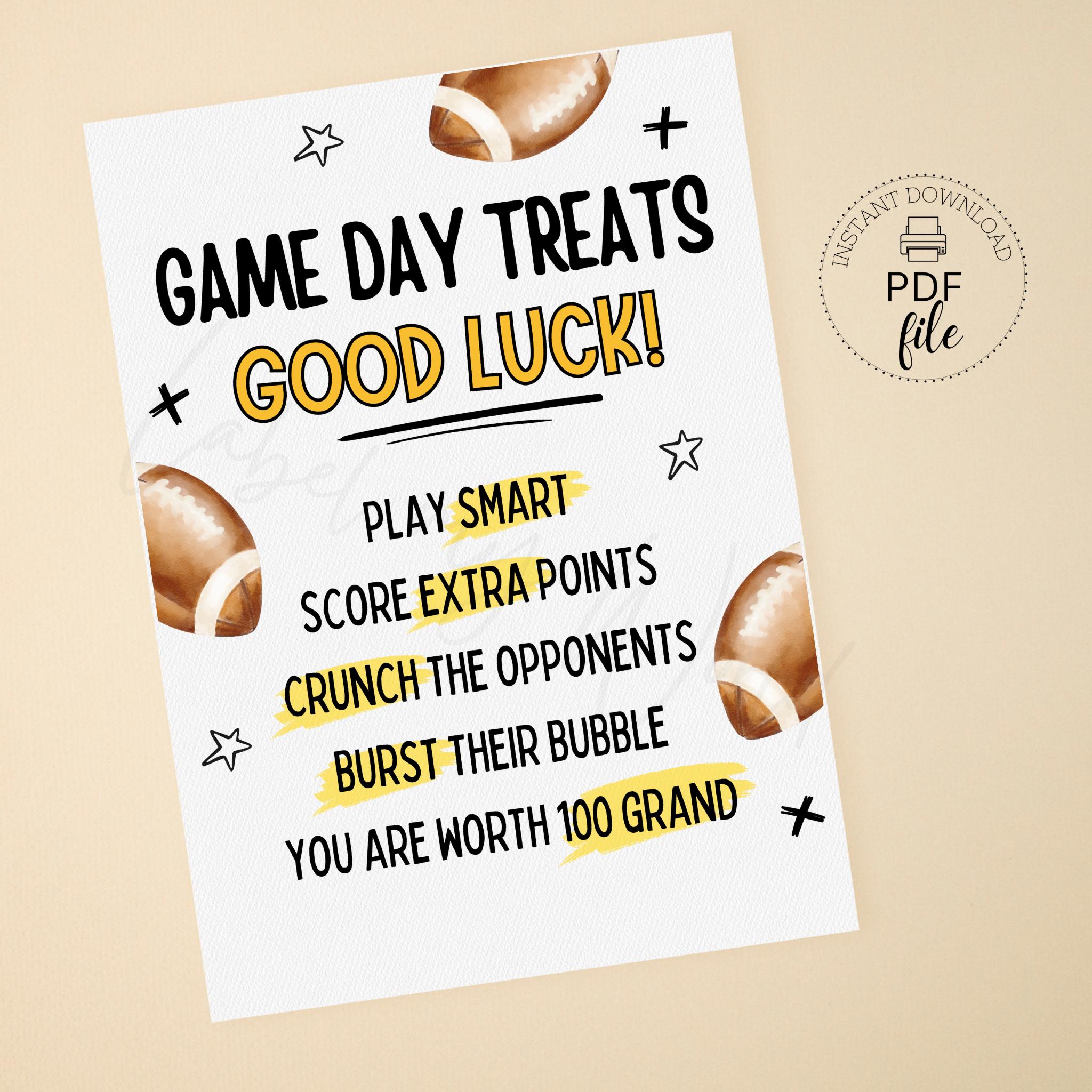 Printable Football Candy Treat Bag Tag | Good Luck Football Gift Tags ...