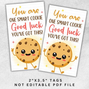 Une étiquette de test de cookie intelligente, étiquette-cadeau imprimable de motivation pour la réalisation d'un test, étiquette porte-bonheur pour une collation, téléchargement immédiat au format PDF