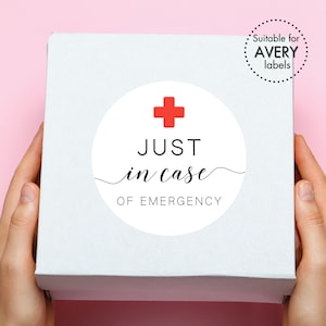 Just in Case of Emergency Stickers | Printable Bachelorette Hangover Kit Labels | Red Cross Round Party Favors Tags/Labels
