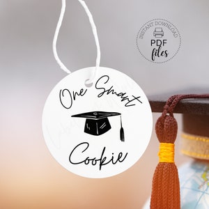 Une étiquette/étiquette ronde à biscuits intelligents, autocollants imprimables pour l'obtention du diplôme, impression sur des étiquettes ou du papier cartonné Avery, téléchargement immédiat PDF + JPG