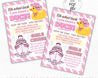 Druckbare Mädchen Kreuzfahrt Enten Geschenkanhänger, Oh was für ein Glück, dass Sie eine Ente gefunden haben Personalisierte Markierungen, Kreuzfahrt Schiff Ente Markierungen, sofortiger Download PDF