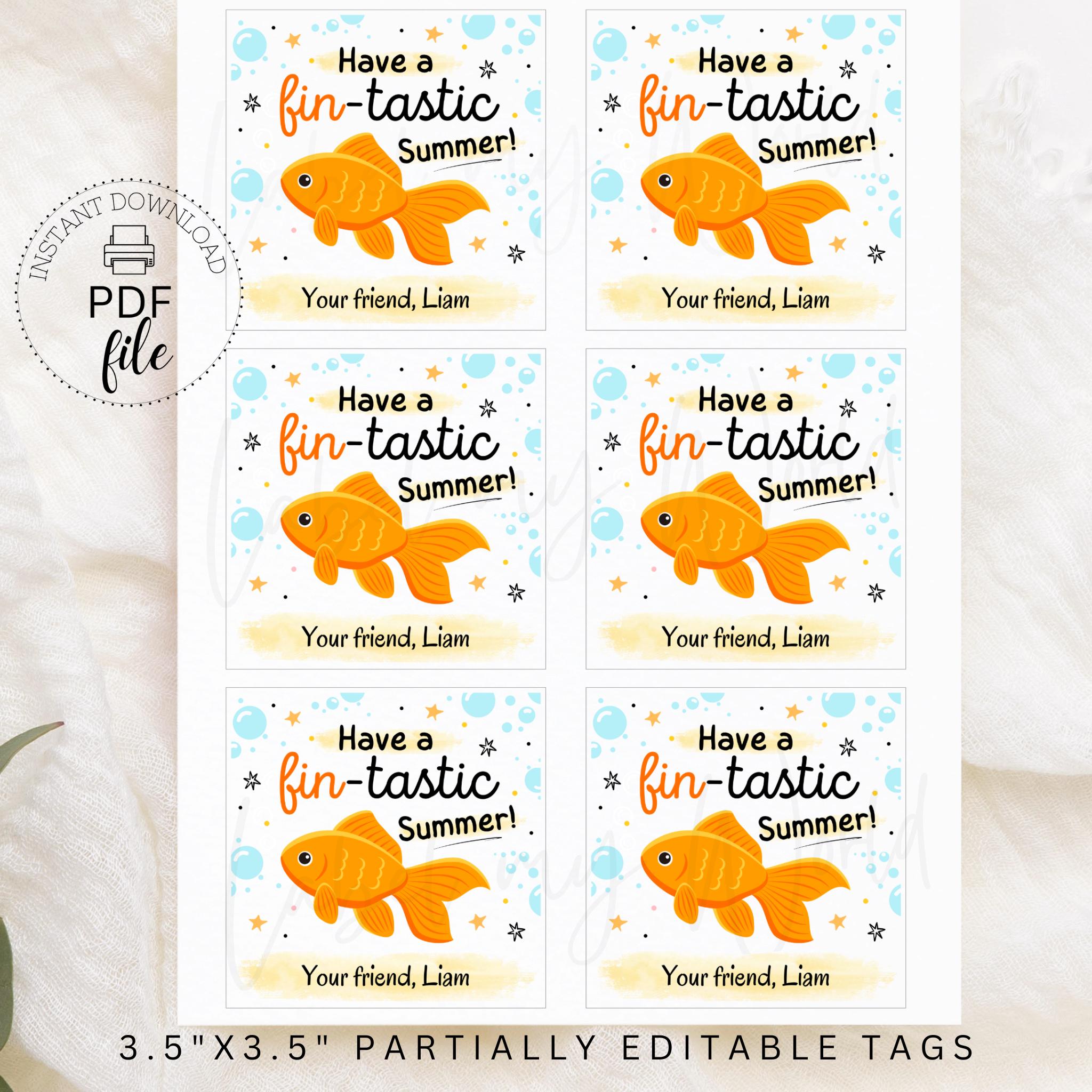 Printable Have a Fin-tastic Summer Gift Tag, Personalized Teacher ...