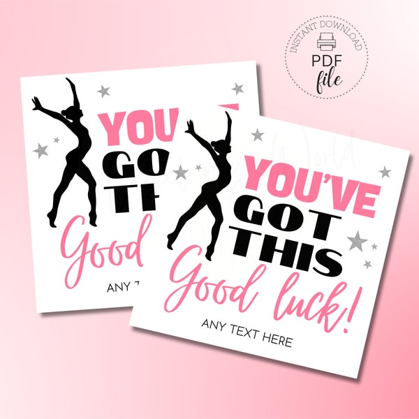 Printable Gymnastics Good Luck Tags | Personalized You've Got This Gift Tag | Gymnastics Competition Favor Tag | Instant Download PDF