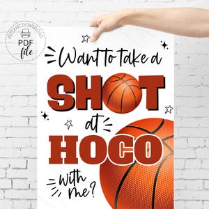Printable Basketball Proposal Sign, Want To Take A Shot At HOCO? Homecoming Poster, Instant Download 8x10, 16x20 & 18x24 PDF + JPG Files
