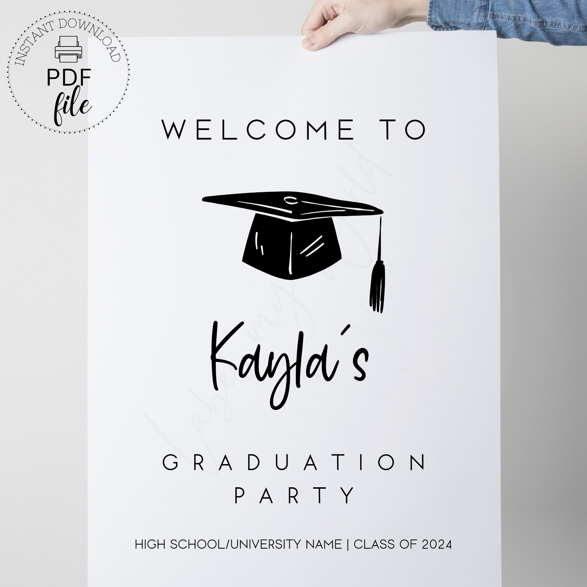 Personalized Graduation Sign | Printable Minimalist Welcome Graduation ...