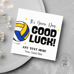 Strandvolleyball Good Luck Druckbare Tags | Personalisierter Cheer Team Geschenkanhänger | Beachvolleyball Geschenkanhänger | Team Leckerli/Geschenk | Sofortiger Download PDF-Datei