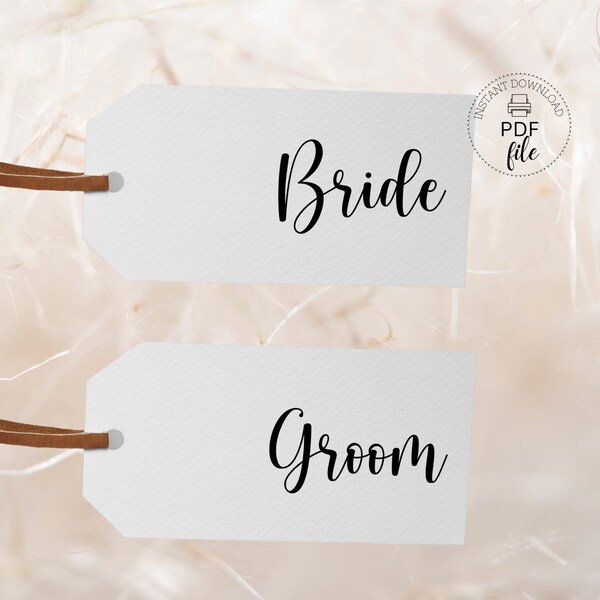 Personalized Name Hang Tags | Wedding Name Place Cards | Printable Name Tag Template | Guests Custom Name Tags | Instant Download PDF File