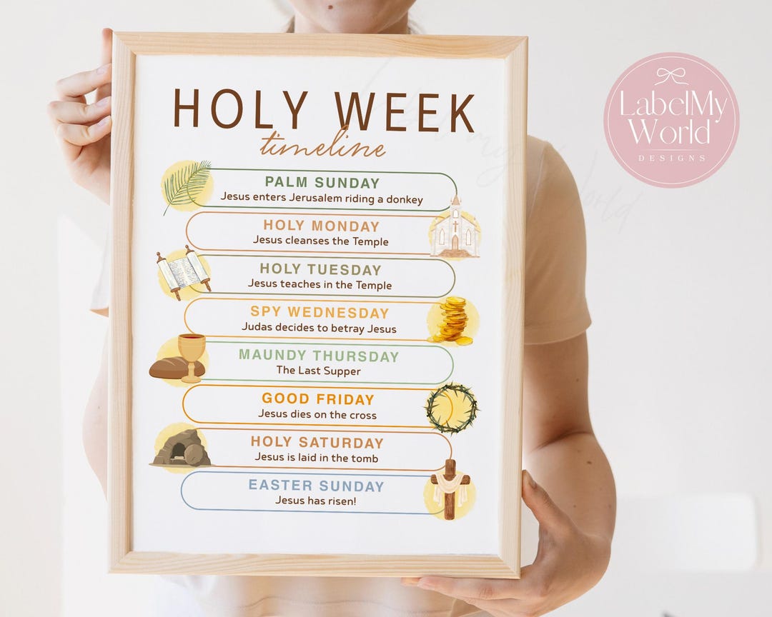 Printable Holy Week Timeline Sign, Easter Week Countdown Poster (PDF
