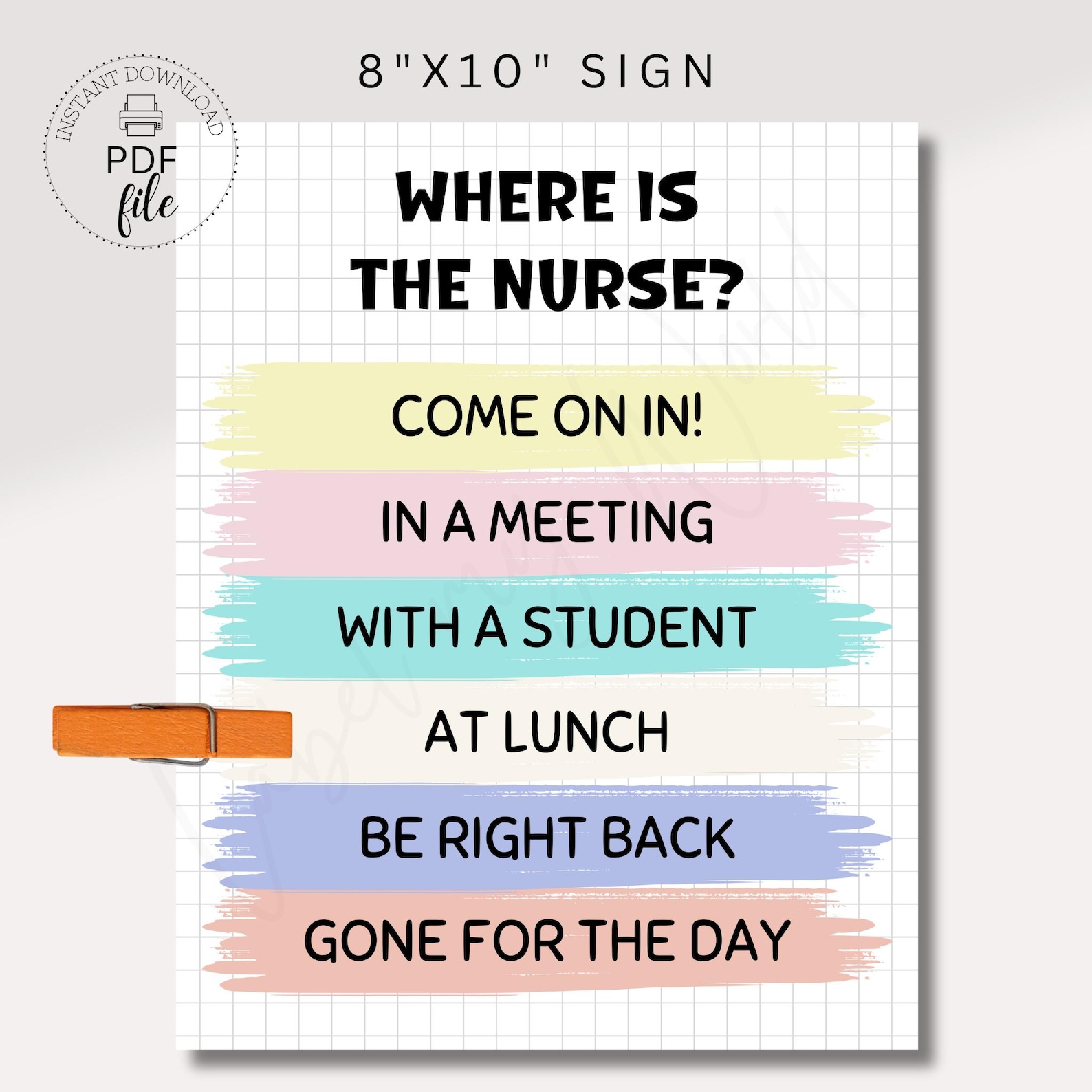 Printable Where Am I School Door Sign, Personalized Teacher/nurse ...