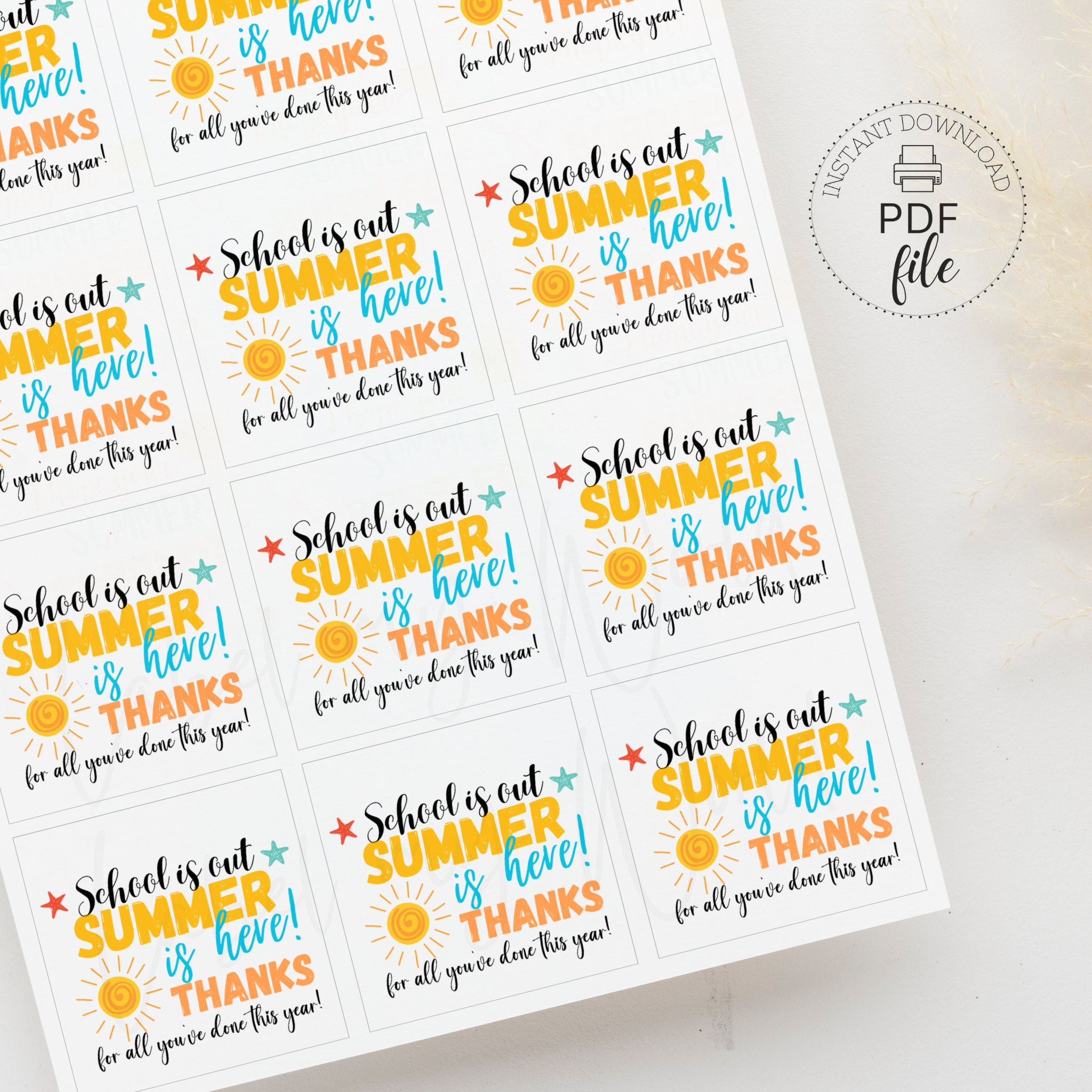 End of School Tag | Teacher Thank You Gift Tag | School is Out Summer ...