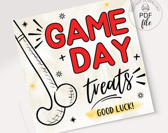 Field Hockey Team Red Game Day Good Luck Treat Tag (PDF + JPG Download)