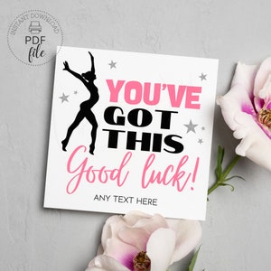 Druckbare Gymnastik Good Luck Tags | Personalisierte Sie haben diese Geschenkanhänger | Gymnastik-Konkurrenz-Bevorzugungs-Anhänger | Sofort Download PDF
