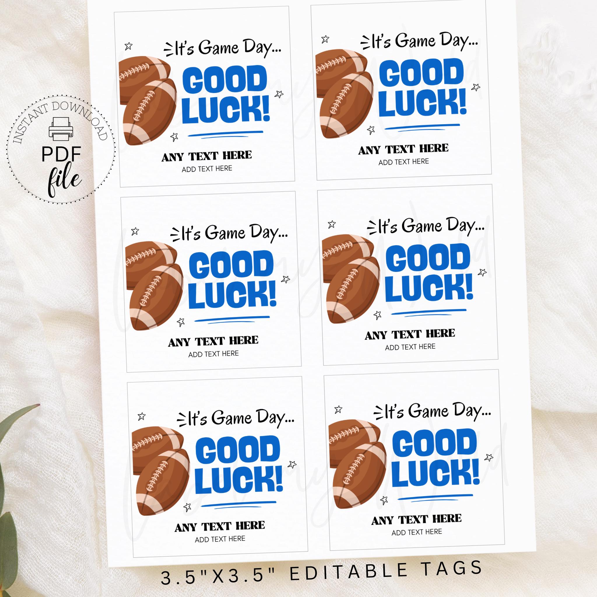 Printable Football Good Luck Tags, Personalized Game Day 3.5x3.5 Gift ...