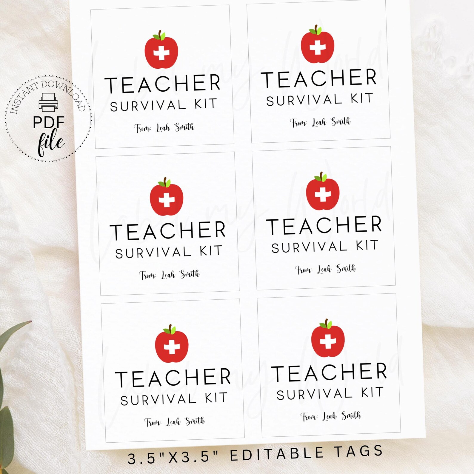 Teacher Survival Kit Tag | Printable Teacher Back to School Favor Tags ...