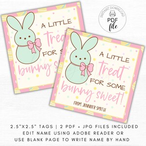 Osterhase Geschenkanhänger zum Ausdrucken, A Little Treat For Some Bunny Sweet Personalisierte 2,5x2,5 Tags, Lehrer Krankenschwester Mitarbeiter Geschenkanhänger, PDF + JPG