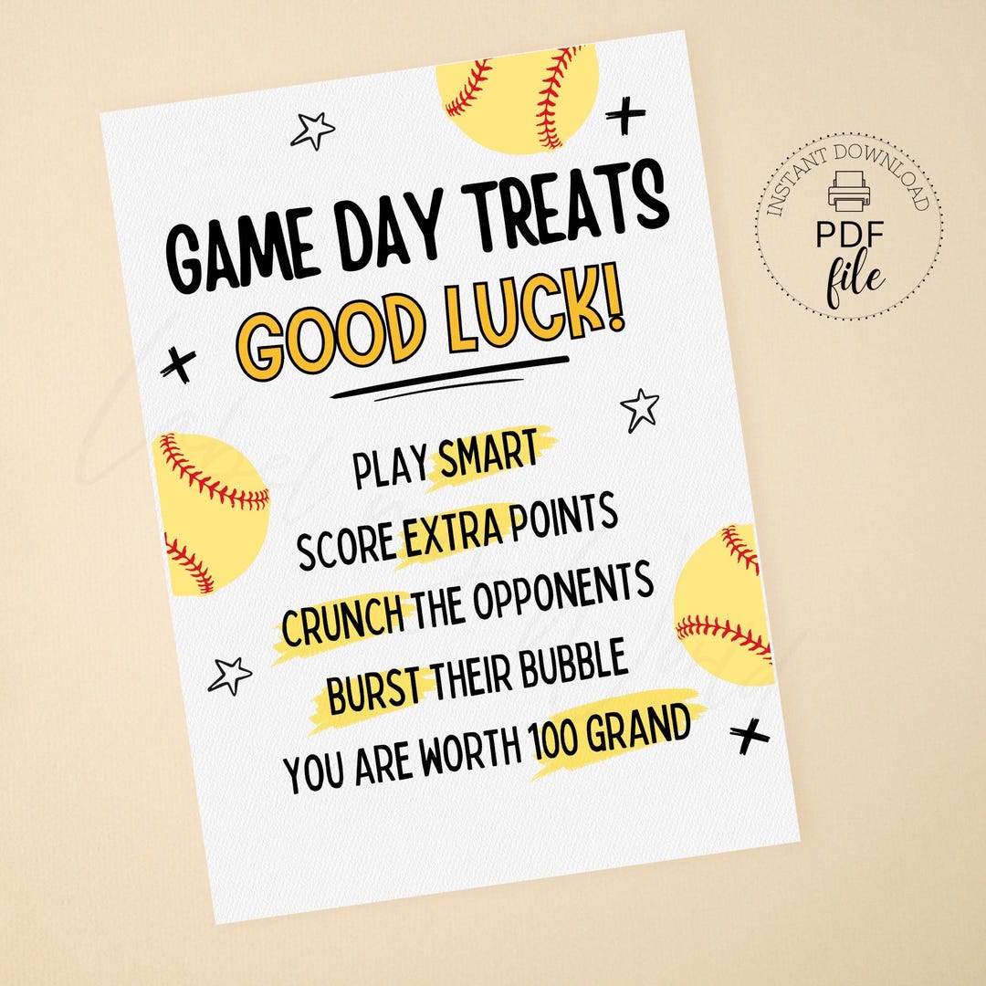 Printable Softball Candy Treat Bag Tag, Good Luck Softball Gift Tags ...