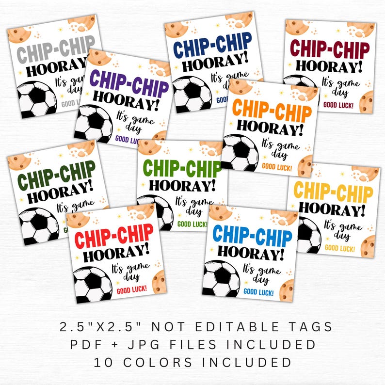 Soccer Chip Chip Hooray It's Game Day Good Luck Gift Tags, Printable ...