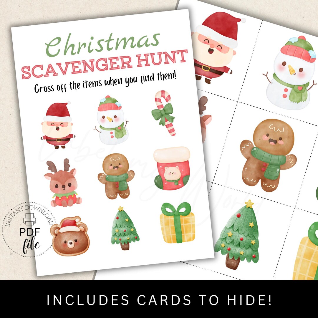 Printable Christmas Scavenger Hunt for Toddlers, House/classroom Kids ...