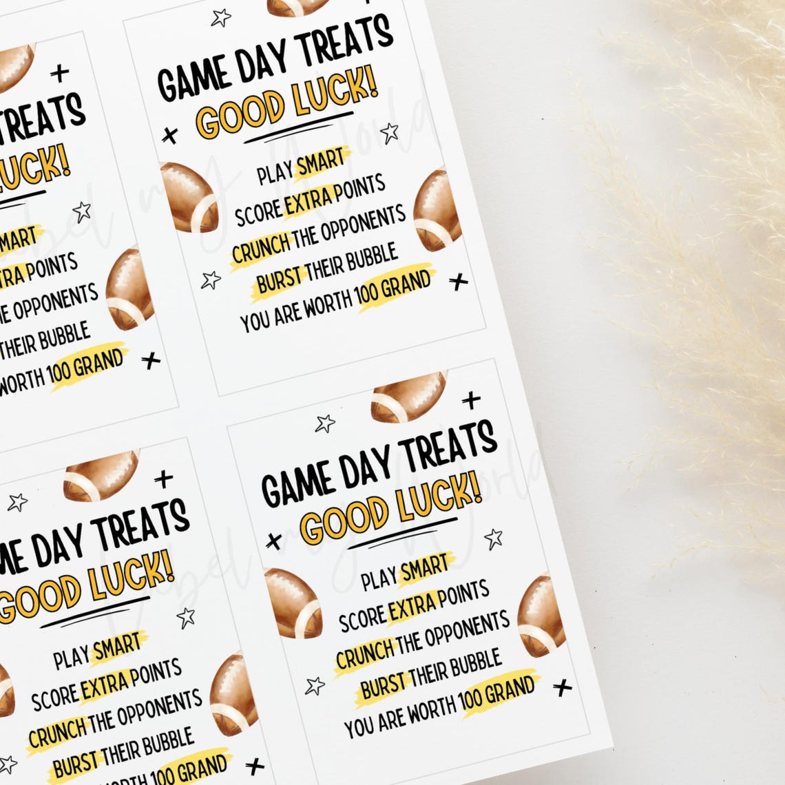 Printable Football Candy Treat Bag Tag | Good Luck Football Gift Tags ...