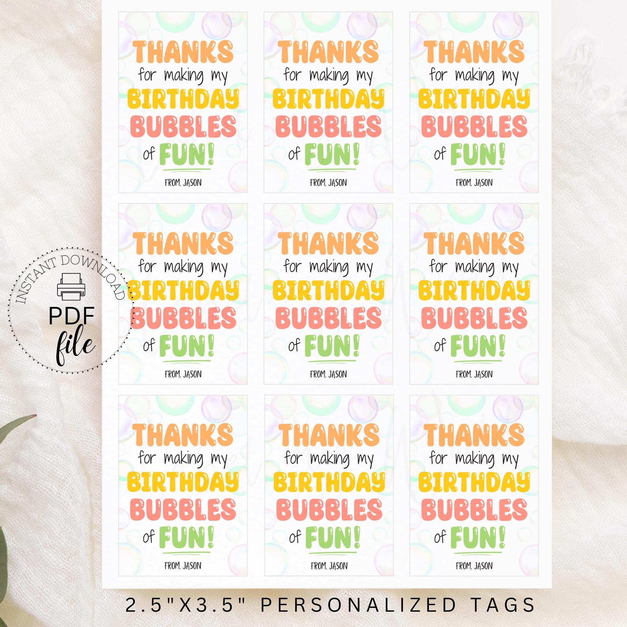 200 Pcs Colorful Bubble Gift Tags With Chains - Bulk Party Favor Tags For DIY Cards & Gifts