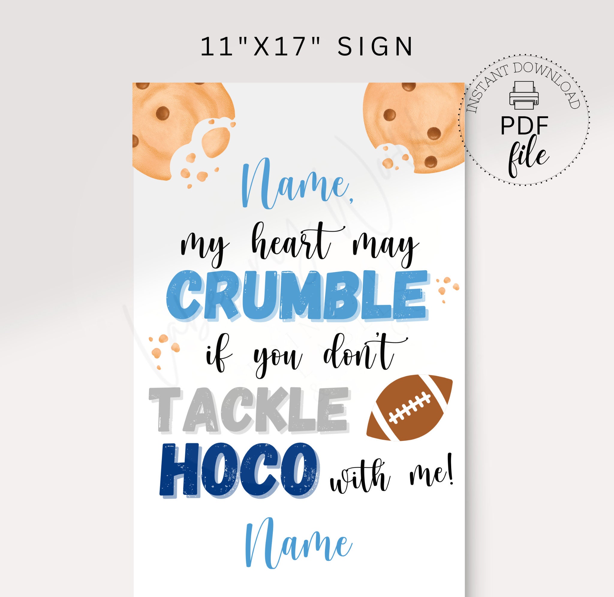 Editable HOCO Cookies/football Proposal Sign Printable My Heart May