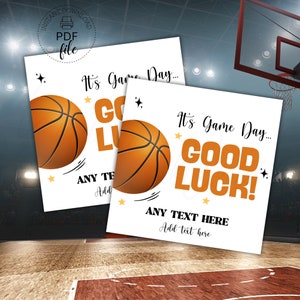 Basketball Good Luck Printable Tags | Personalized Cheer Team Gift Tag | Basketball Favor Tag, Team Treat/Gift | Instant Download PDF File