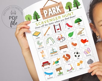 Printable Park Scavenger Hunt, Outdoor Nature Treasure Hunt for Kids, Playground Spy Game Activity, Instant Download PDF