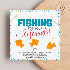 Goldfisch Pop-By | Angeln nach Empfehlungen Realtors Tag | Printable Immo Pop By | Marketing Personalisierte Dankeschön Tag, Instant Download