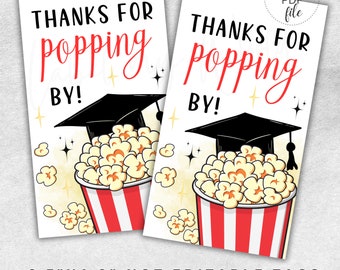 200 Papiertüten „Thanks For Popping By“ – Fettabweisend, 9 X 21 Cm, Für Popcorn, Snacks & Abschlussfeiern